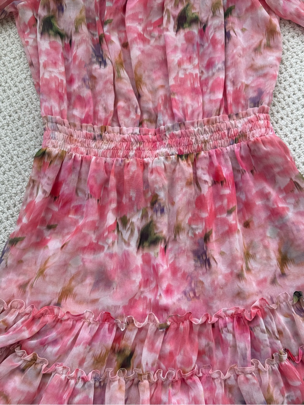 Pink Floral Off-Shoulder Ruffle Dress - Picture 2 of 3